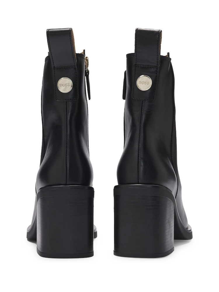 BOSS Black Leather Boots With 7Cm Block Heel - Image 3 of 4