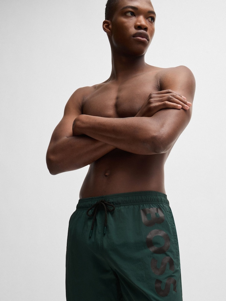 BOSS Green Logo Print Swim Shorts With Full Lining - Image 1 of 4