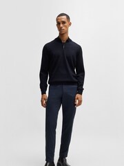 BOSS Blue Fit Virgin Wool Quarter Zip Jumper - Image 1 of 5