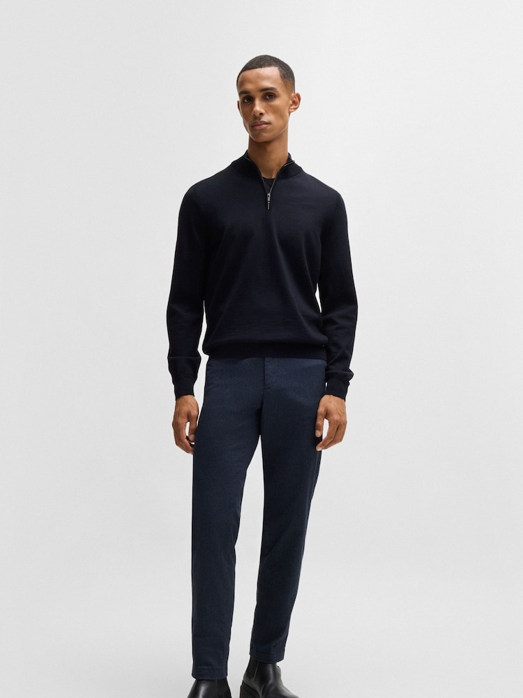 BOSS Blue Fit Virgin Wool Quarter Zip Jumper - Image 1 of 5