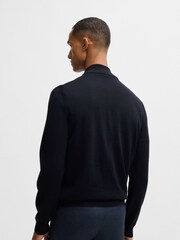 BOSS Blue Fit Virgin Wool Quarter Zip Jumper - Image 3 of 5