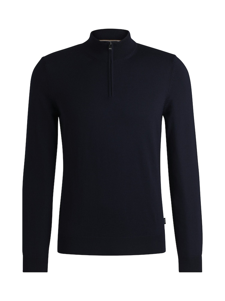 BOSS Blue Fit Virgin Wool Quarter Zip Jumper - Image 5 of 5