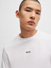 BOSS White Contrast Logo Stretch Cotton Long Sleeve T-Shirt - Image 4 of 5