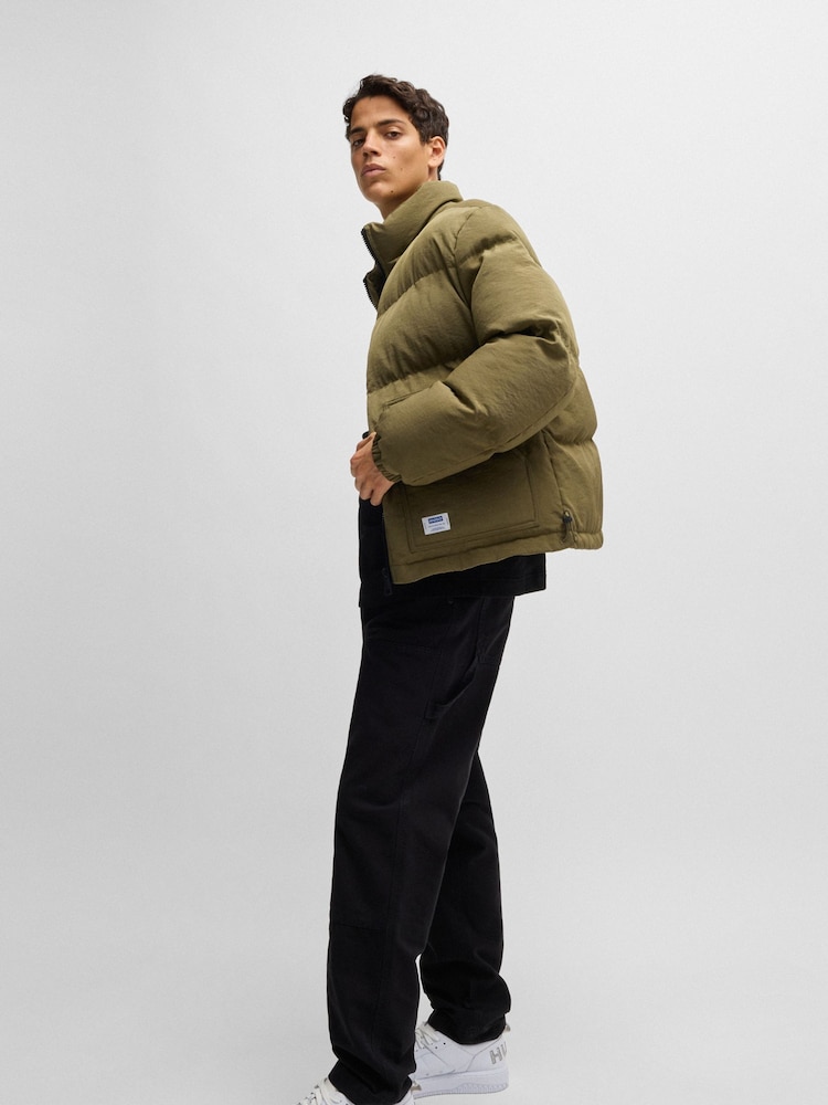 HUGO Green Logo Label Puffer Jacket With Water Repellent Finish - Image 1 of 6
