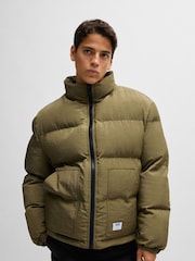 HUGO Green Logo Label Puffer Jacket With Water Repellent Finish - Image 4 of 6