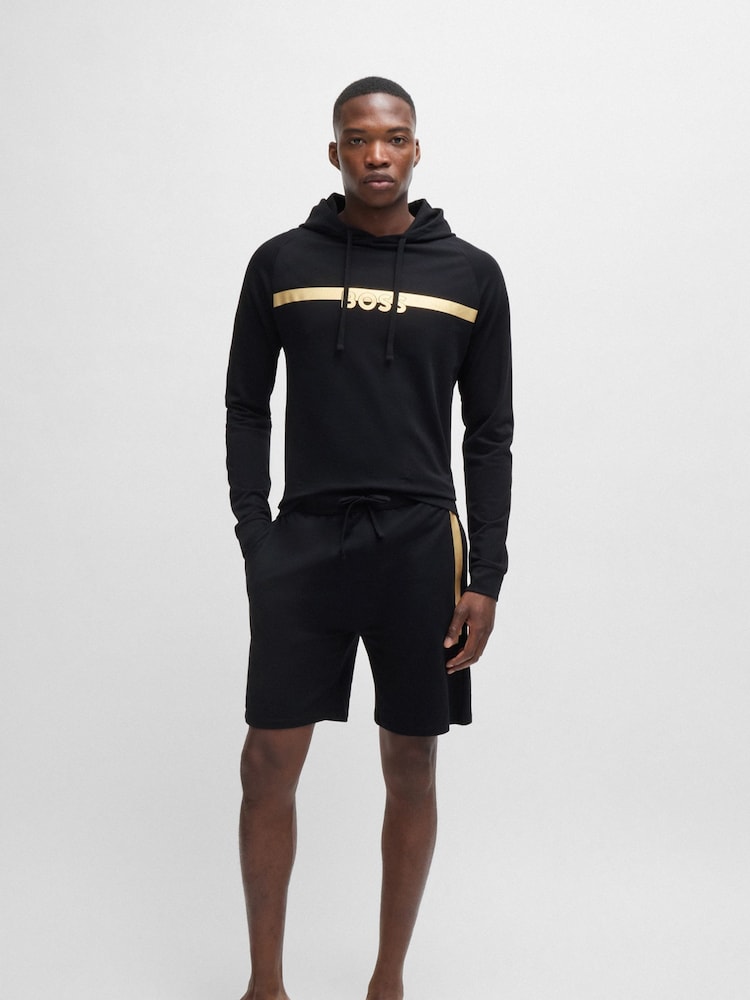 BOSS Black 100% Cotton Terry Shorts With Foil Print Logo - Image 1 of 5 BOSS Black 100% Cotton Terry Shorts With Foil Print Logo - Image 1 of 5