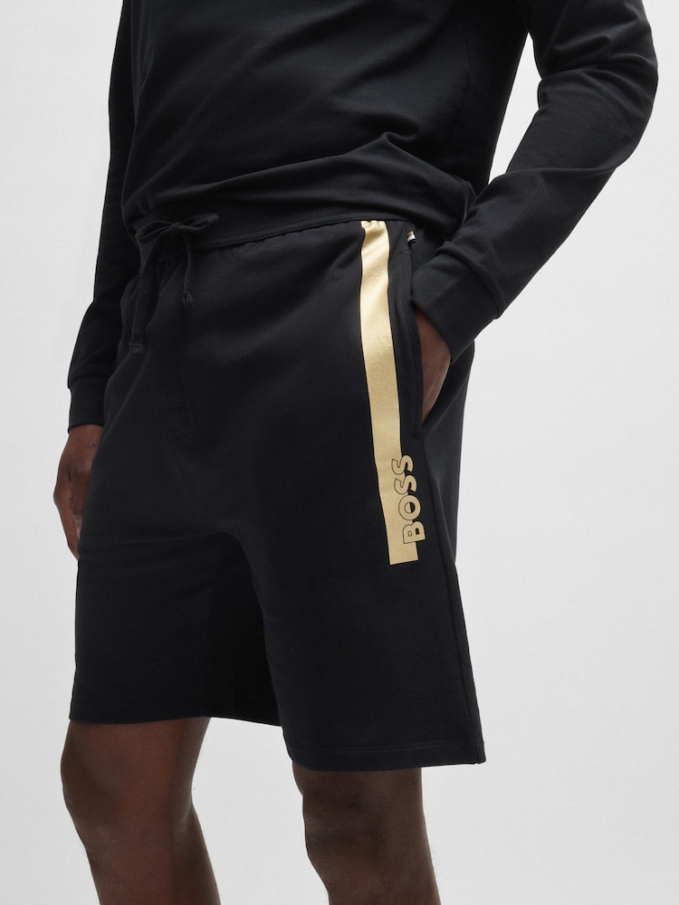 BOSS Black 100% Cotton Terry Shorts With Foil Print Logo - Image 2 of 5 BOSS Black 100% Cotton Terry Shorts With Foil Print Logo - Image 2 of 5