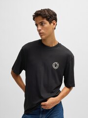 HUGO Black Smiley Face Logos 100% Cotton Jersey T-Shirt - Image 3 of 5