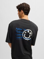 HUGO Black Smiley Face Logos 100% Cotton Jersey T-Shirt - Image 4 of 5