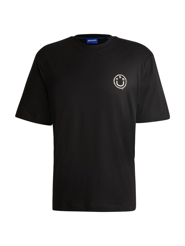HUGO Black Smiley Face Logos 100% Cotton Jersey T-Shirt - Image 5 of 5