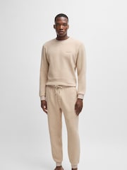 BOSS White Embroidered Logo Stretch Fleece Sweatshirt - Image 1 of 5