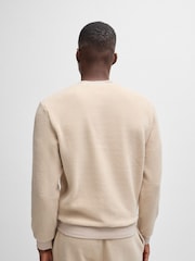 BOSS White Embroidered Logo Stretch Fleece Sweatshirt - Image 2 of 5
