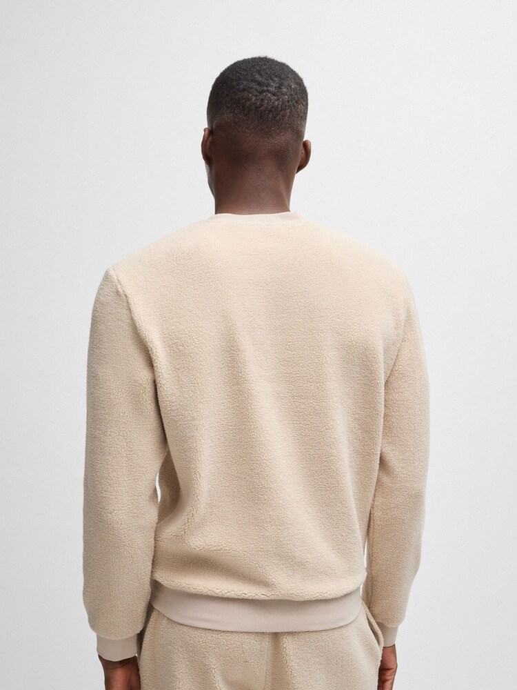 BOSS White Embroidered Logo Stretch Fleece Sweatshirt - Image 2 of 5 BOSS White Embroidered Logo Stretch Fleece Sweatshirt - Image 2 of 5