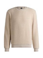 BOSS White Embroidered Logo Stretch Fleece Sweatshirt - Image 5 of 5