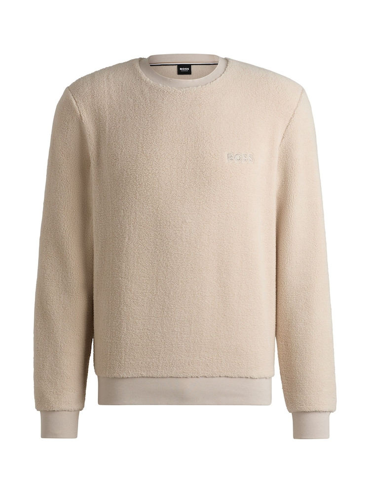 BOSS White Embroidered Logo Stretch Fleece Sweatshirt - Image 5 of 5