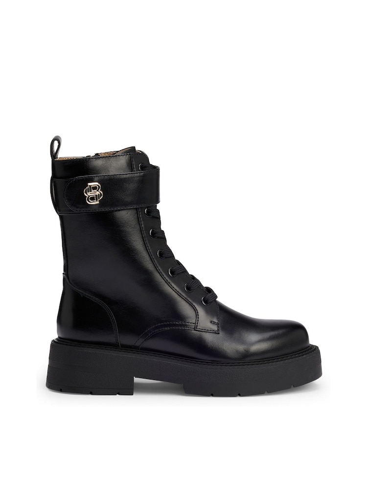 BOSS Black Leather Boots With Double B Monogram - Image 1 of 4
