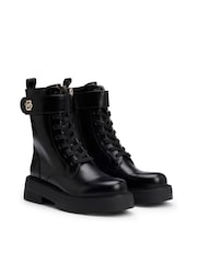 BOSS Black Leather Boots With Double B Monogram - Image 2 of 4