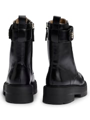 BOSS Black Leather Boots With Double B Monogram - Image 3 of 4