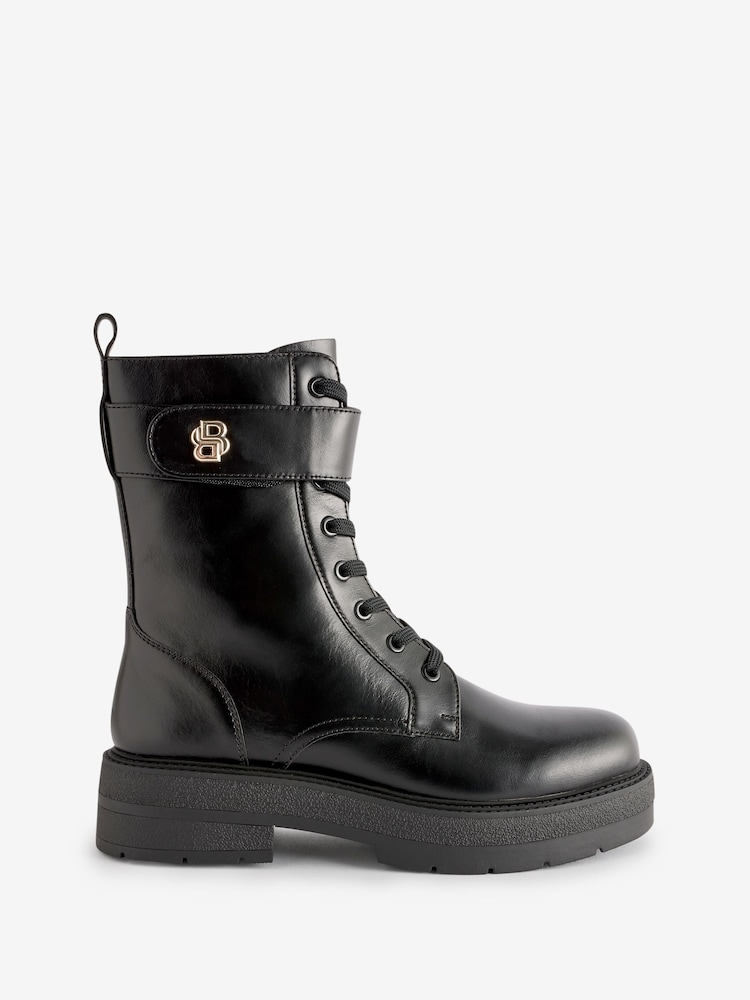 BOSS Black Leather Boots With Double B Monogram - Image 4 of 4 BOSS Black Leather Boots With Double B Monogram - Image 4 of 4