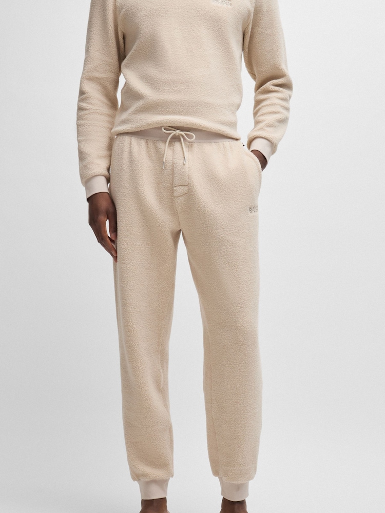 BOSS White Embroidered Logo Stretch Fleece Tracksuit Bottoms - Image 1 of 5
