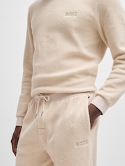 BOSS White Embroidered Logo Stretch Fleece Tracksuit Bottoms - Image 4 of 5