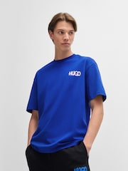 HUGO Blue Smiley Face Logo 100% Cotton Jersey T-Shirt - Image 2 of 6