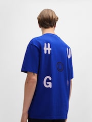 HUGO Blue Smiley Face Logo 100% Cotton Jersey T-Shirt - Image 3 of 6
