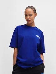 HUGO Blue Smiley Face Logo 100% Cotton Jersey T-Shirt - Image 4 of 6