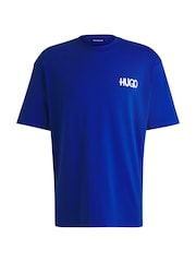 HUGO Blue Smiley Face Logo 100% Cotton Jersey T-Shirt - Image 6 of 6