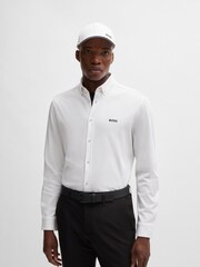 BOSS White Regular Fit Anti Wrinkle 100% Cotton Shirt - Image 2 of 6