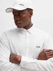 BOSS White Regular Fit Anti Wrinkle 100% Cotton Shirt - Image 4 of 6