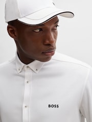 BOSS White Regular Fit Anti Wrinkle 100% Cotton Shirt - Image 5 of 6