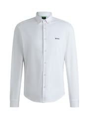 BOSS White Regular Fit Anti Wrinkle 100% Cotton Shirt - Image 6 of 6