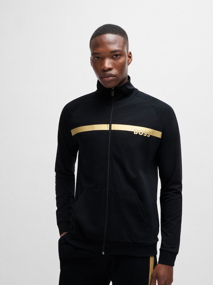 BOSS Black 100% Cotton Logo Zip Up Jacket - Image 1 of 5 BOSS Black 100% Cotton Logo Zip Up Jacket - Image 1 of 5