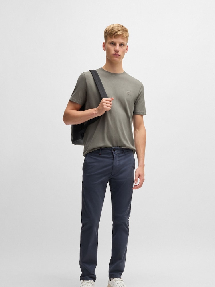BOSS Grey Logo Patch 100% Cotton T-Shirt - Image 1 of 5