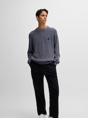 HUGO Blue Knitted 100% Cotton Smiley Face Logo Sweater - Image 1 of 5