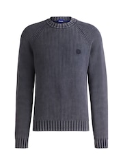 HUGO Blue Knitted 100% Cotton Smiley Face Logo Sweater - Image 5 of 5