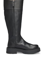 BOSS Black Leather Knee Boots With Padded Double B Monogram - Image 1 of 3
