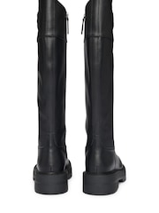 BOSS Black Leather Knee Boots With Padded Double B Monogram - Image 3 of 3