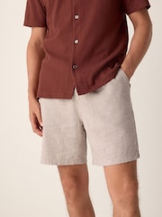 Neutral Linen Rich Drawstring Waist Shorts - Image 1 of 9