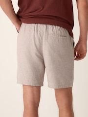 Neutral Linen Rich Drawstring Waist Shorts - Image 2 of 9