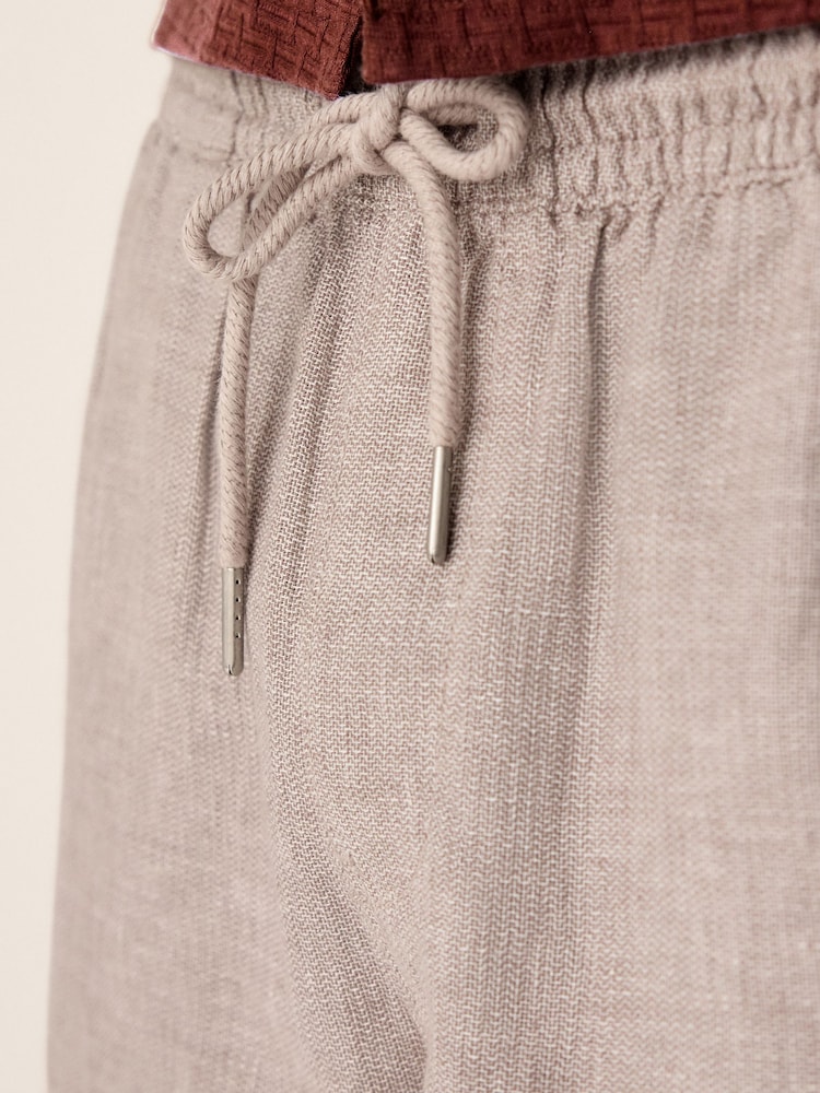 Neutraal - Linnenrijke shorts met trekkoord in de taille - Image 4 of 9