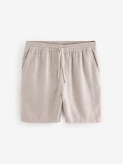 Neutral Linen Rich Drawstring Waist Shorts - Image 6 of 9