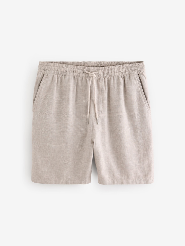 Neutraal - Linnenrijke shorts met trekkoord in de taille - Image 6 of 9