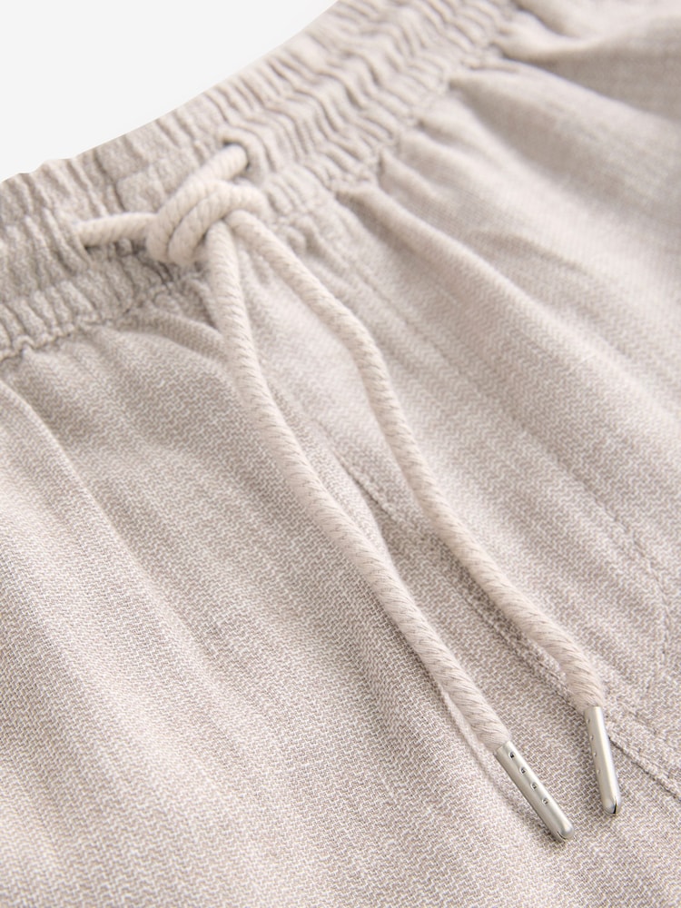 Neutraal - Linnenrijke shorts met trekkoord in de taille - Image 7 of 9