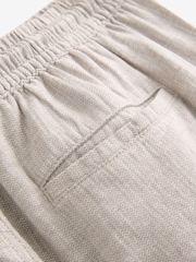 Neutral Linen Rich Drawstring Waist Shorts - Image 8 of 9