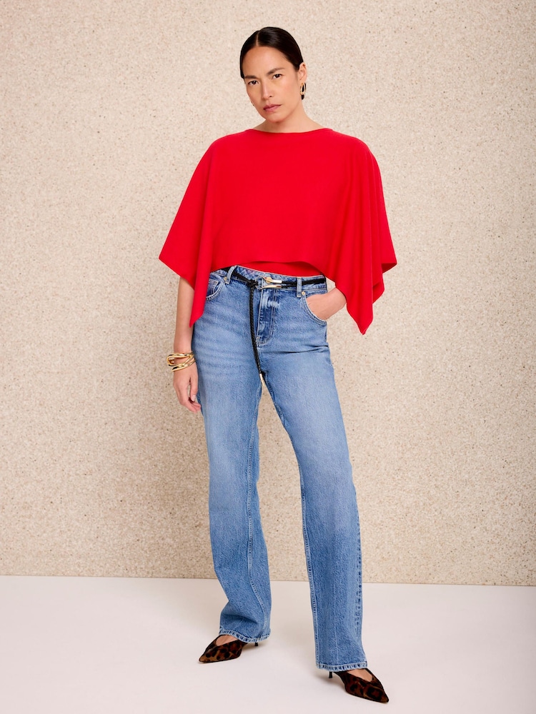 Mint Velvet Red Layered Poncho Knit Top - Image 2 of 7