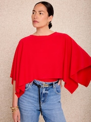 Mint Velvet Red Layered Poncho Knit Top - Image 3 of 7