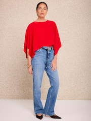 Mint Velvet Red Layered Poncho Knit Top - Image 4 of 7