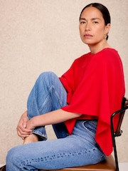 Mint Velvet Red Layered Poncho Knit Top - Image 5 of 7